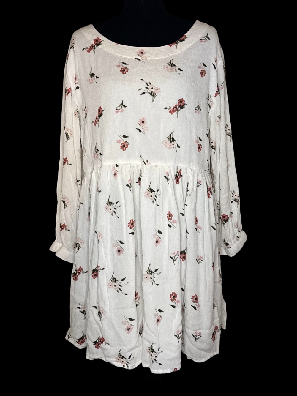 Ivory Floral Long Sleeve Babydoll Dress